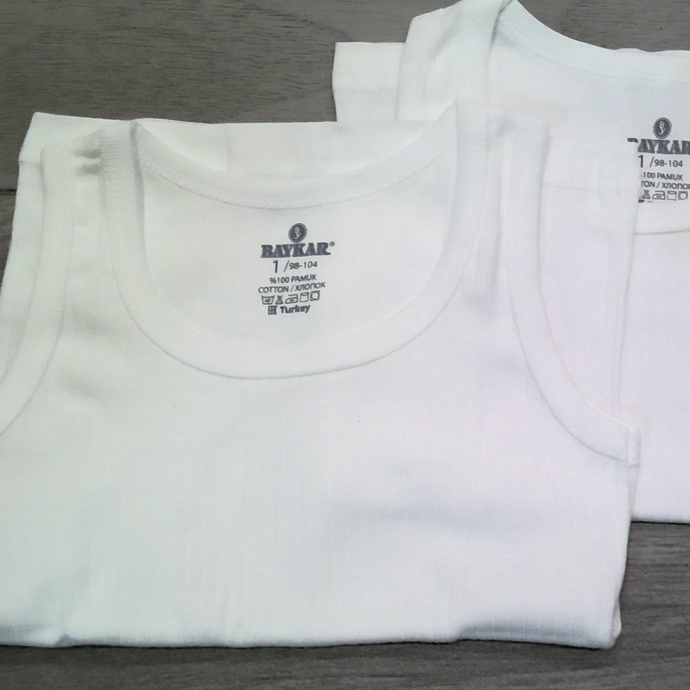 Boys Ribbed Cotton White Undershirts Tanktops